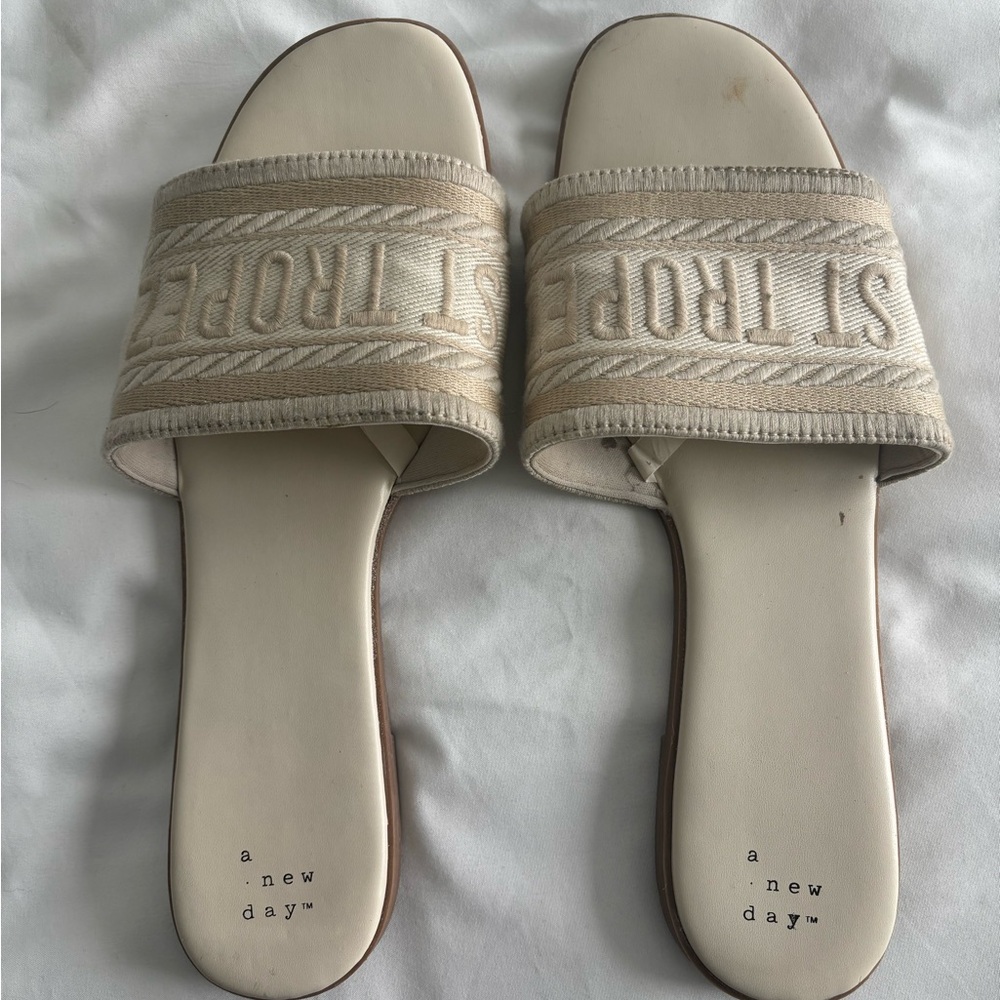 A New Day Women's Tan Slide Sandals